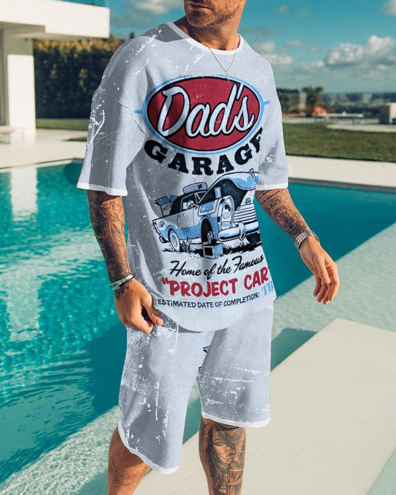 Mens Retro Motorcycle Riding Printed Suit