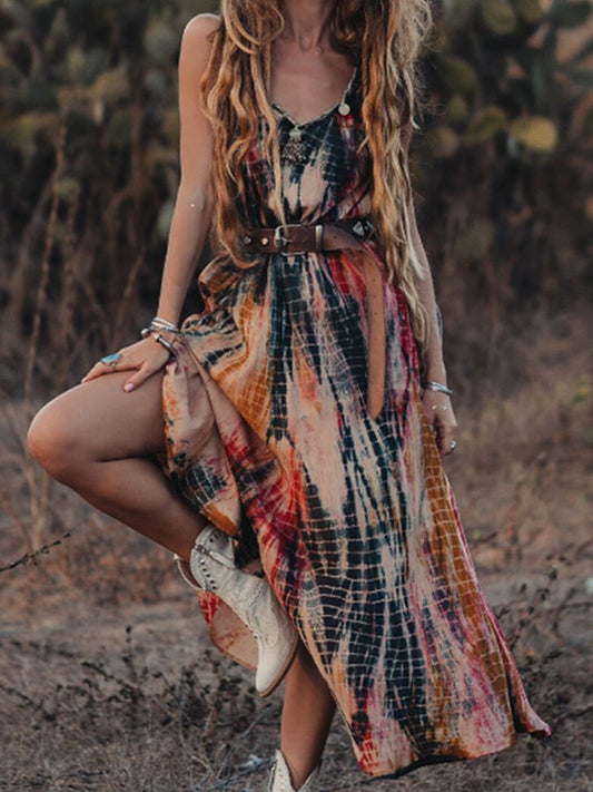 Vintage Tie-Dye Sleeveless Dress