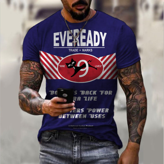 mens casual retro poster print t-shirt