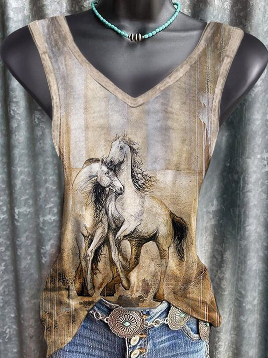 Western Style Horse Print Vest