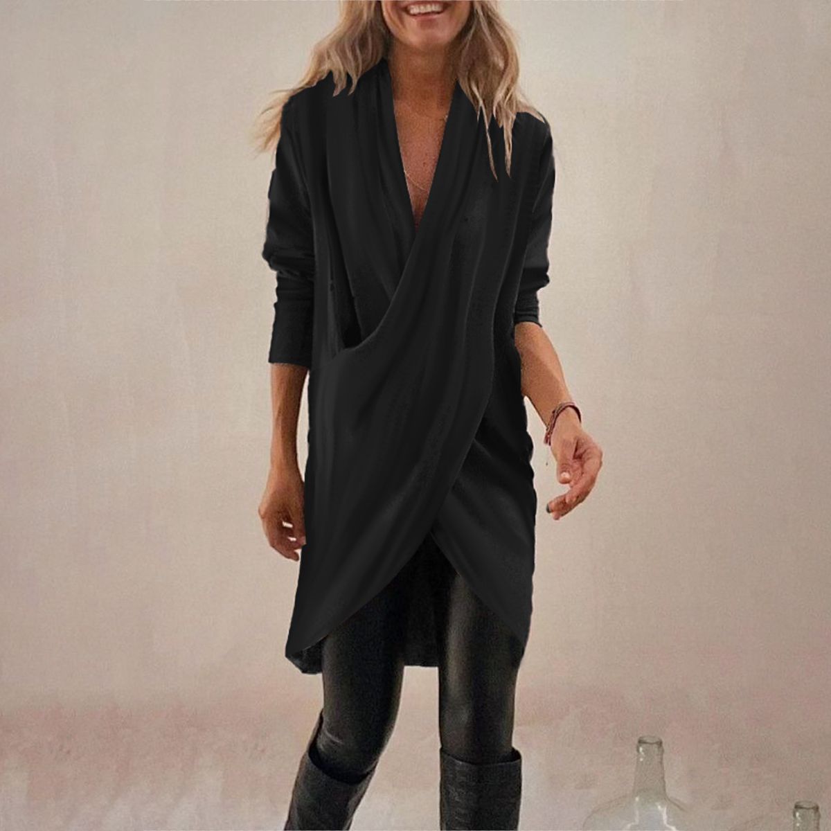 Black Long Sleeve Plain Top