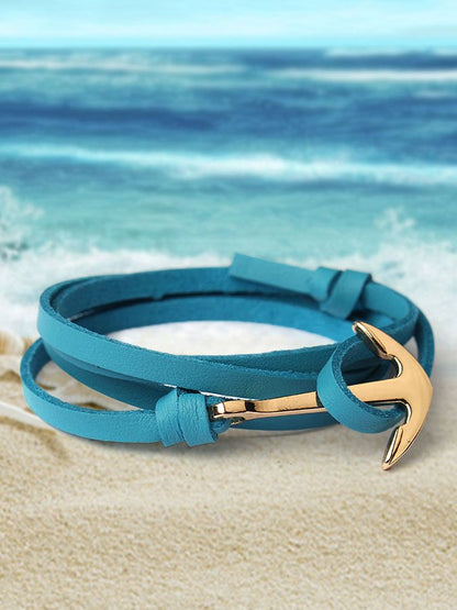 Titanium Steel Anchor PU Bracelet