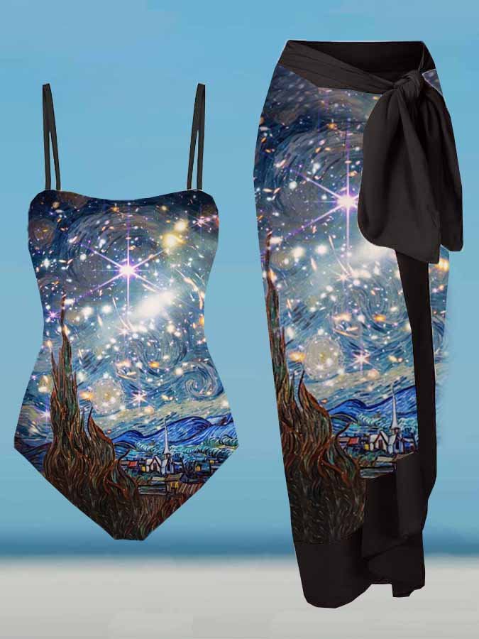 Optimized Starry Print One-Piece Swimsuit