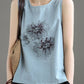 Ladies Cotton Linen Print Sleeveless Top