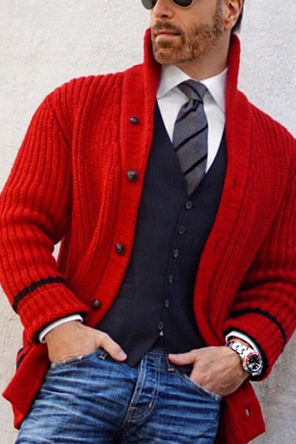 Men's Leisure Comfort Half-high Collar Sweater Button Jacket
