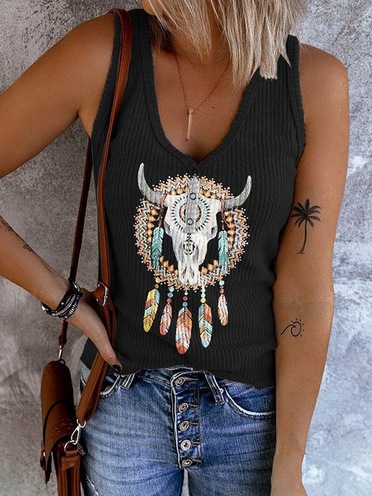 Vintage Western Print Vest