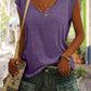 Women's Simple Solid Color V-neck Cover Sleeve Loose Tee