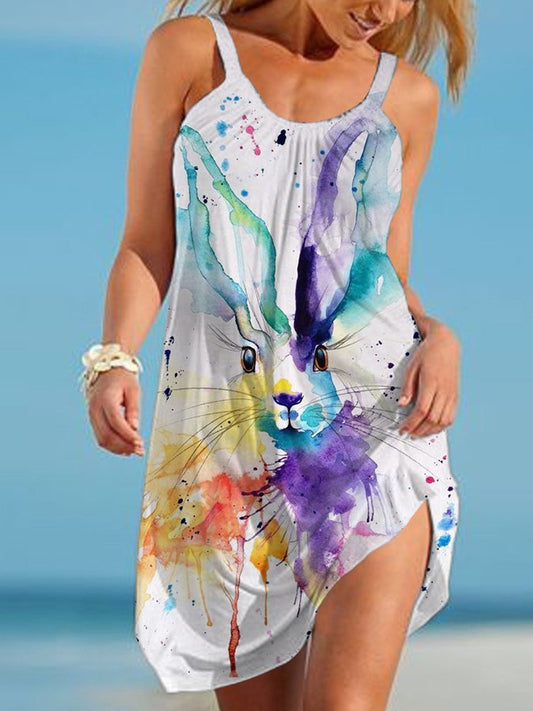 Women's Beach Rabbit Print Dress