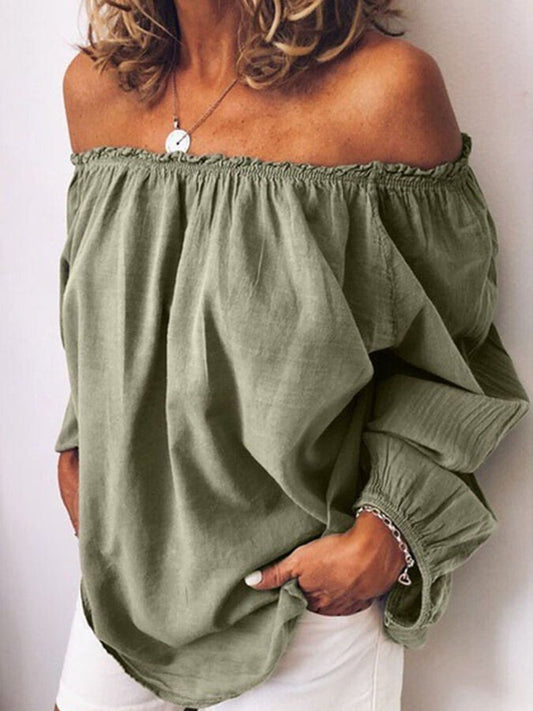 Ladies cotton linen casual shirt