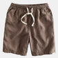 Linen Rayon Blend Button Up Shirt & Linen Cotton Blend Drawstring Shorts