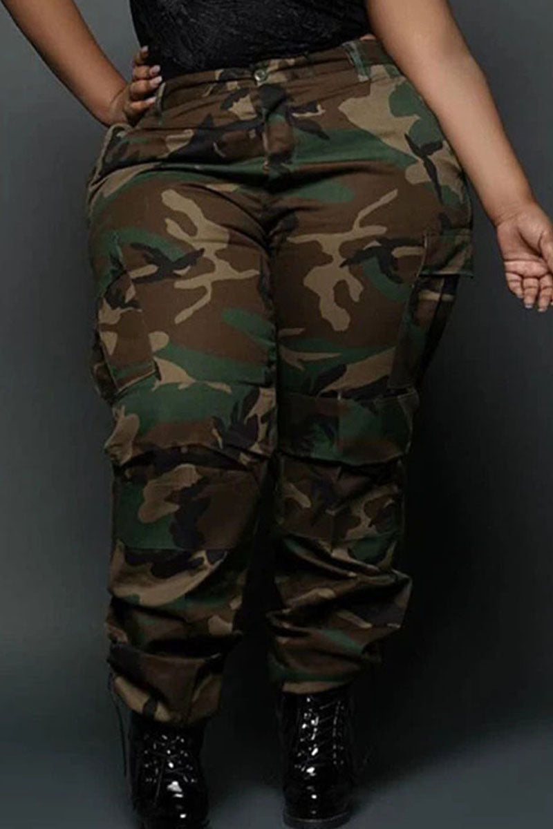 Camouflage Print Plus Size Pants