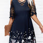 Printed Cold Shoulder Lace-sleeve Dress