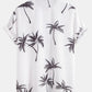 Palm Tree Print Button Up Shirt & Striped Print Swim Shorts