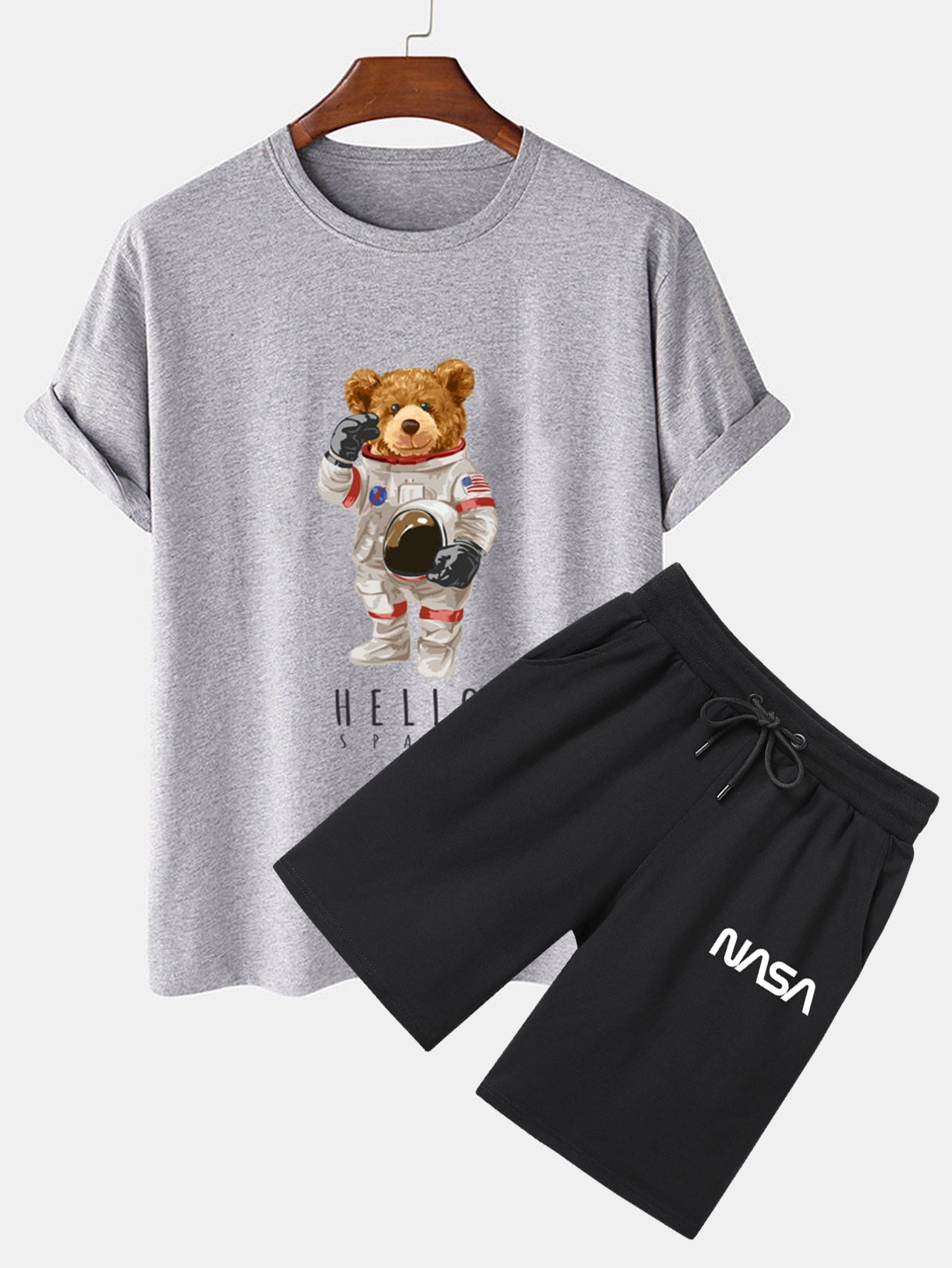 Astronaut Bear Print T-Shirt & NASA Print Shorts
