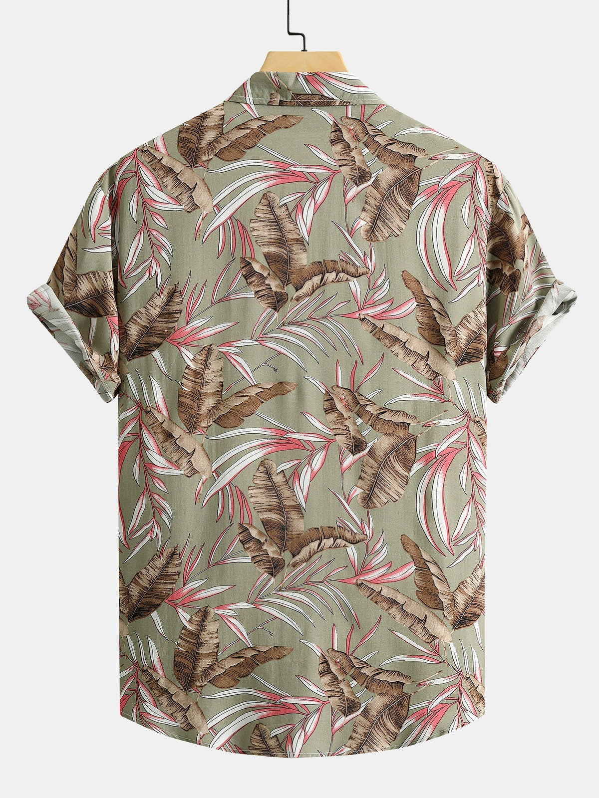 Viscose Tropical Print Button Up Shirt & Textured Cotton 5" Shorts