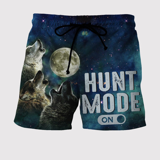 Wolf Hunt Mode Custom Beach Shorts - Swim Trunks