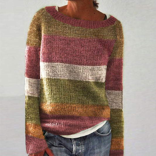 Showy Long Sleeve Color Block Sweater