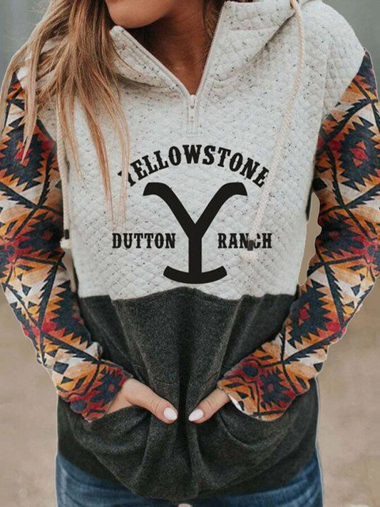 YELLOW STONE DUTTON RANCH Letter Printed Hoodie