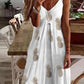 V-neck loose pineapple floral print suspender dress Loosen Knitting Dress