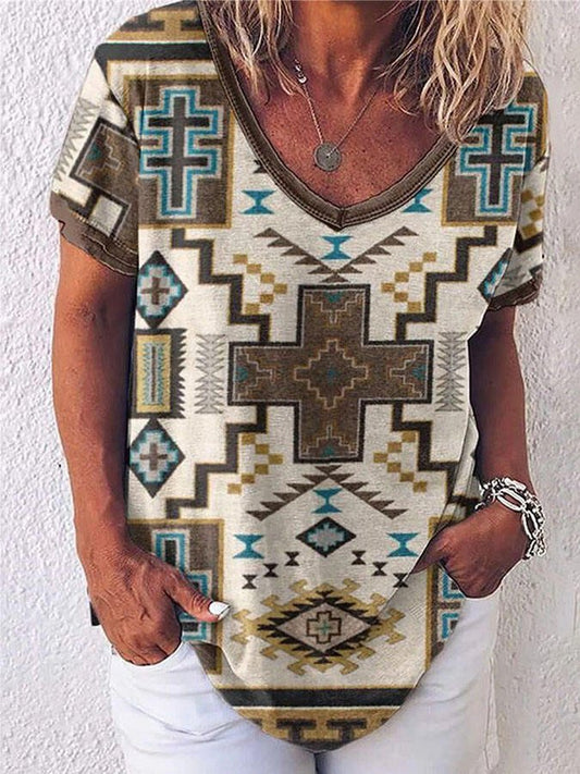 Vintage Geometric Print T-Shirt