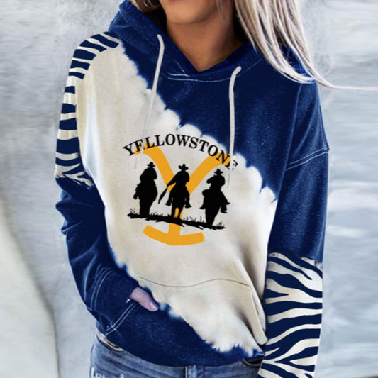 Ladies Letter Print Casual Hooded Sweatshirt