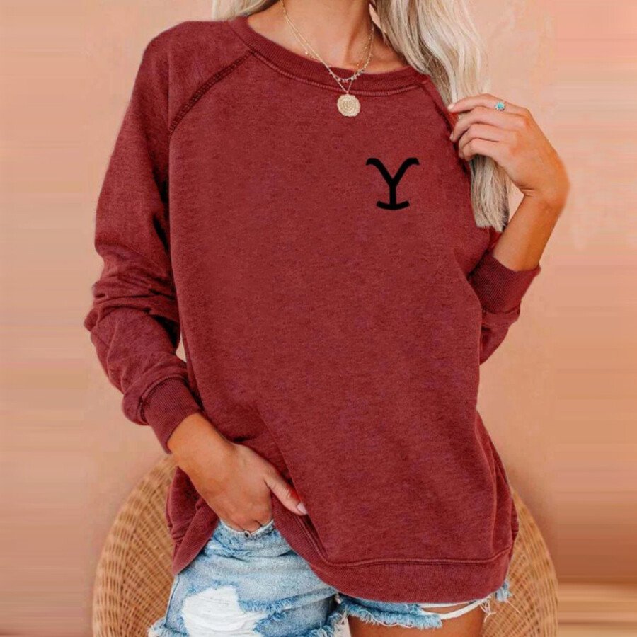 Ladies Letter Print Raglan Sleeve Sweatshirt