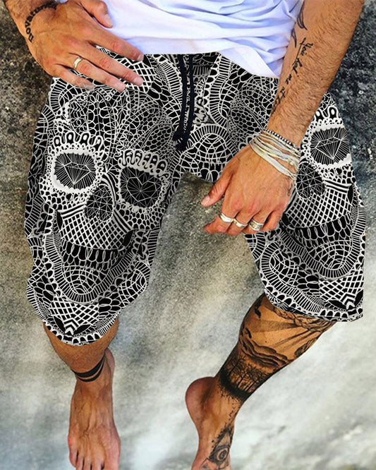 Skull Print Summer Men's Casual Pants