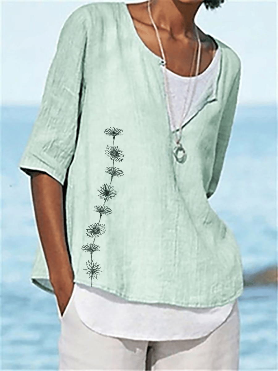 Women's Daisy Chain Print Casual Tee Shirt