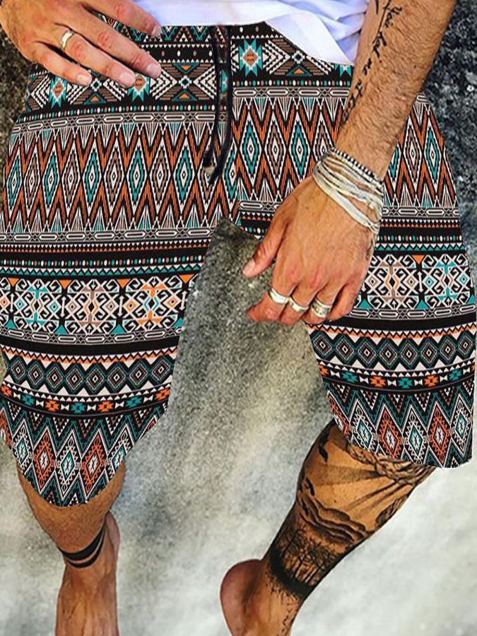 Retro Print Casual Men's Five Points pants