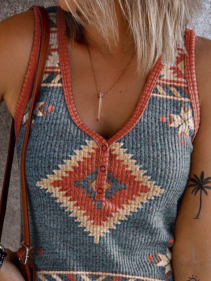 Vintage Western Print Vest