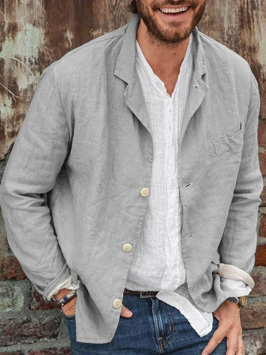 Men's Casual Cotton Linen Loose Jacket