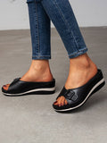Casual Belt Buckle Fish Mouth Slippers