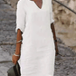 Casual Cotton And Linen Solid Color Dress