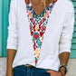 Ethnic Print V-Neck T-Shirt