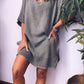 Women's Casual Pure Color Slit Cotton Dress