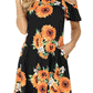 Sunflower Print Miss Shoulder Dress
