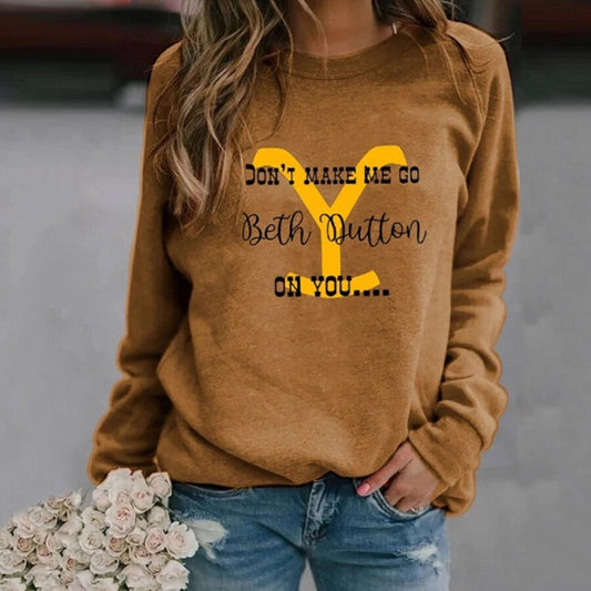 Ladies Fashion Casual Printed Long Sleeve Round Neck Sweatshirt