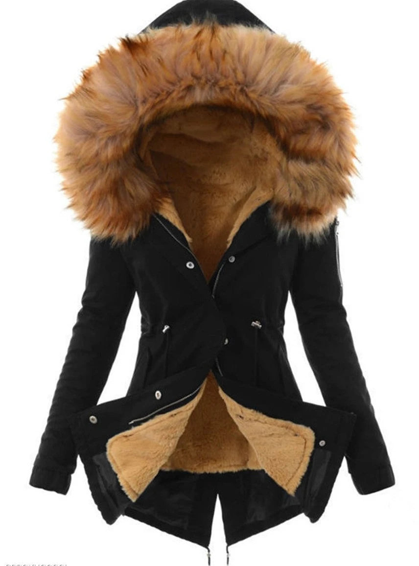 Plush Collar Cotton Coat