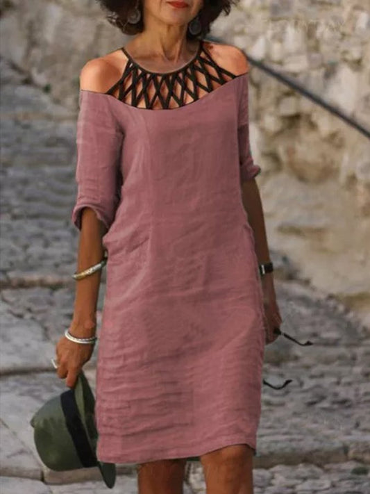 Paneled Cutout Solid Color Dress