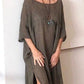Loose Linen Mid-Sleeve Dress