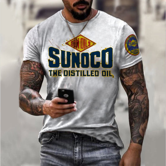 Retro engine oil print T-shirt