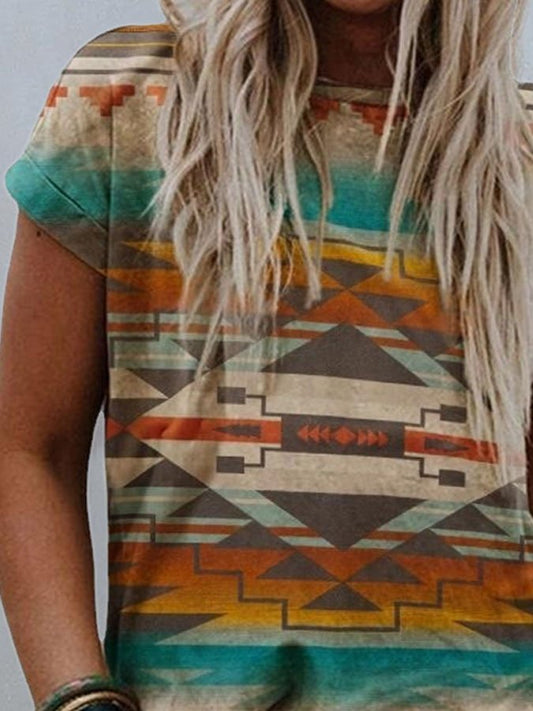 Vintage Print Ethnic Western T-Shirt