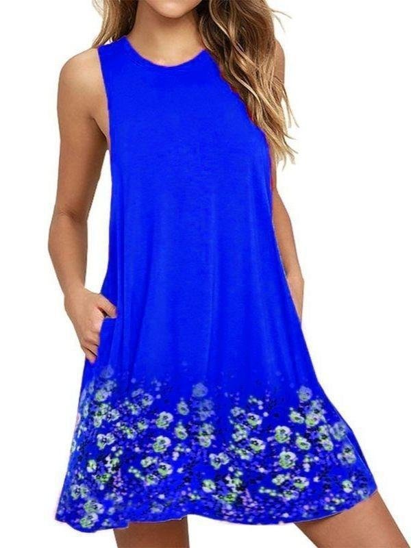 Round Neck Sleeveless Print Dress