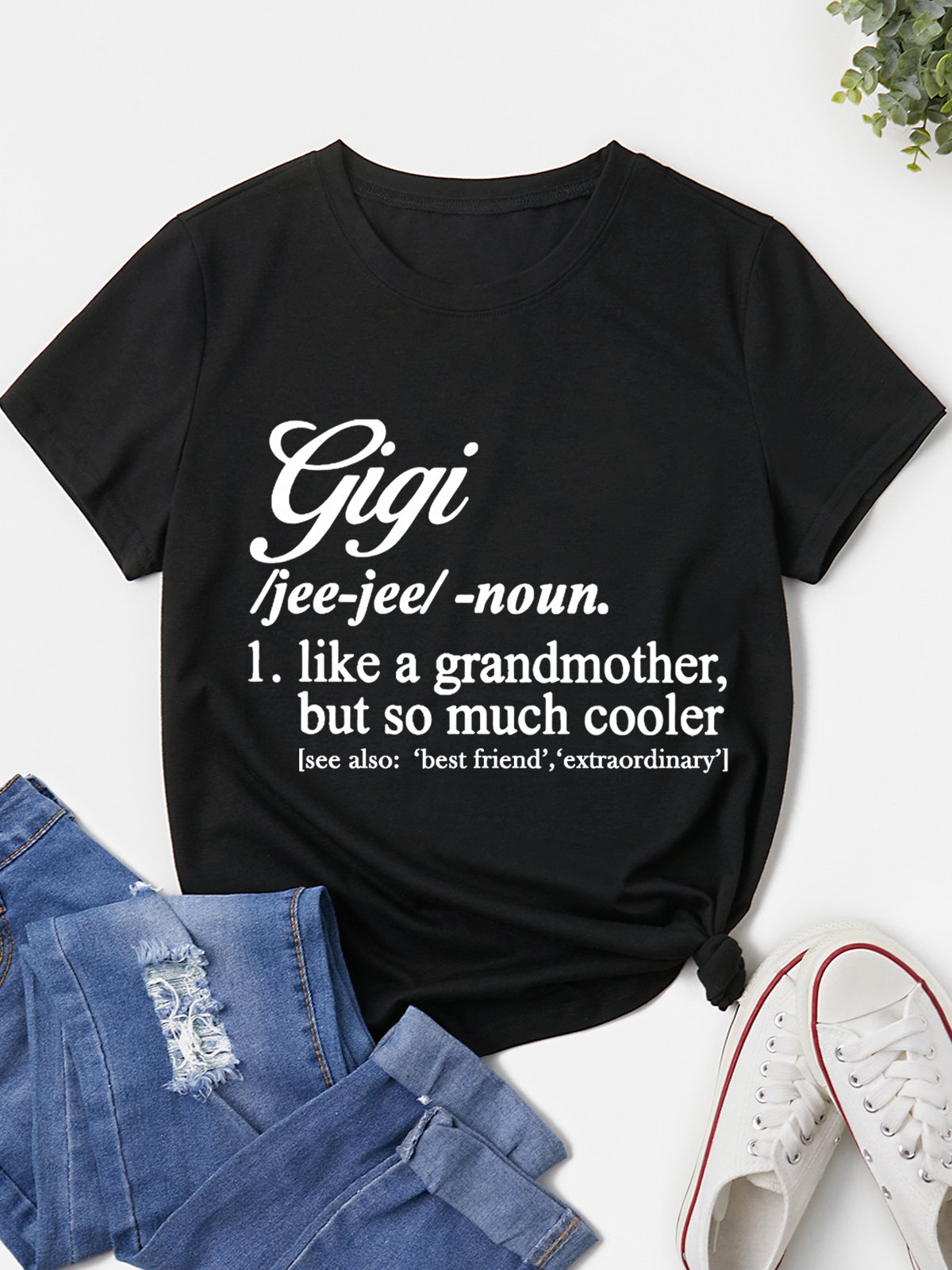 Women's Gigi Like A Grandmother But So Much Cooler Funny Graphic Cotton Tee