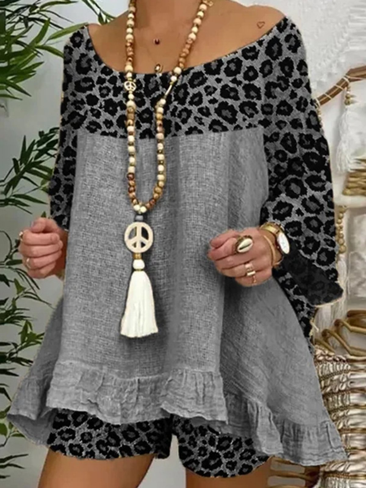 Women's Leopard Stitching Cotton Suit