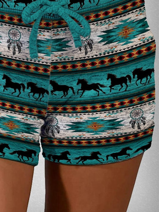 Vintage Western Print Shorts