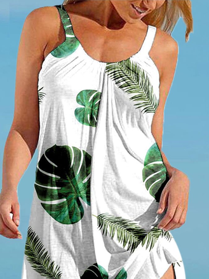 Dolphin Print Loose Strap Beach Dress