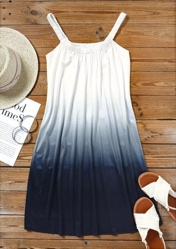 Gradient Ruffled Sleeveless Mini Dress