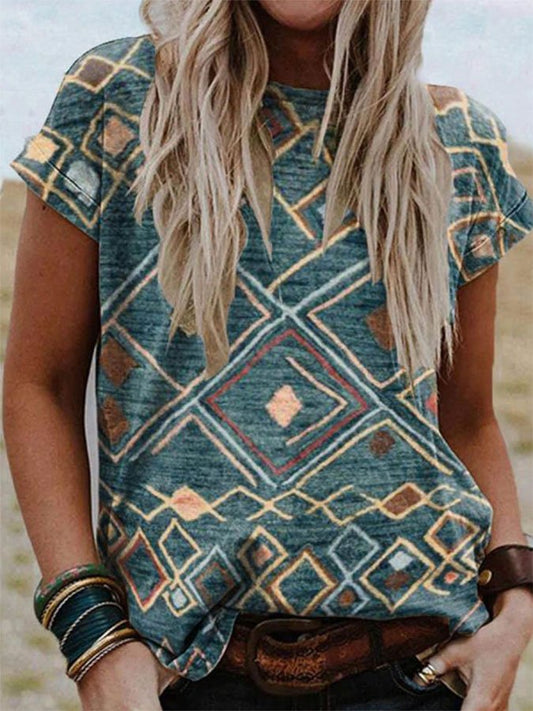 Geometric Print Crew Neck T-Shirt