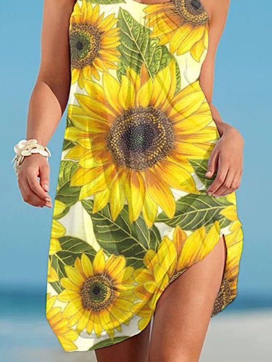 Full Sunflower Print Dress